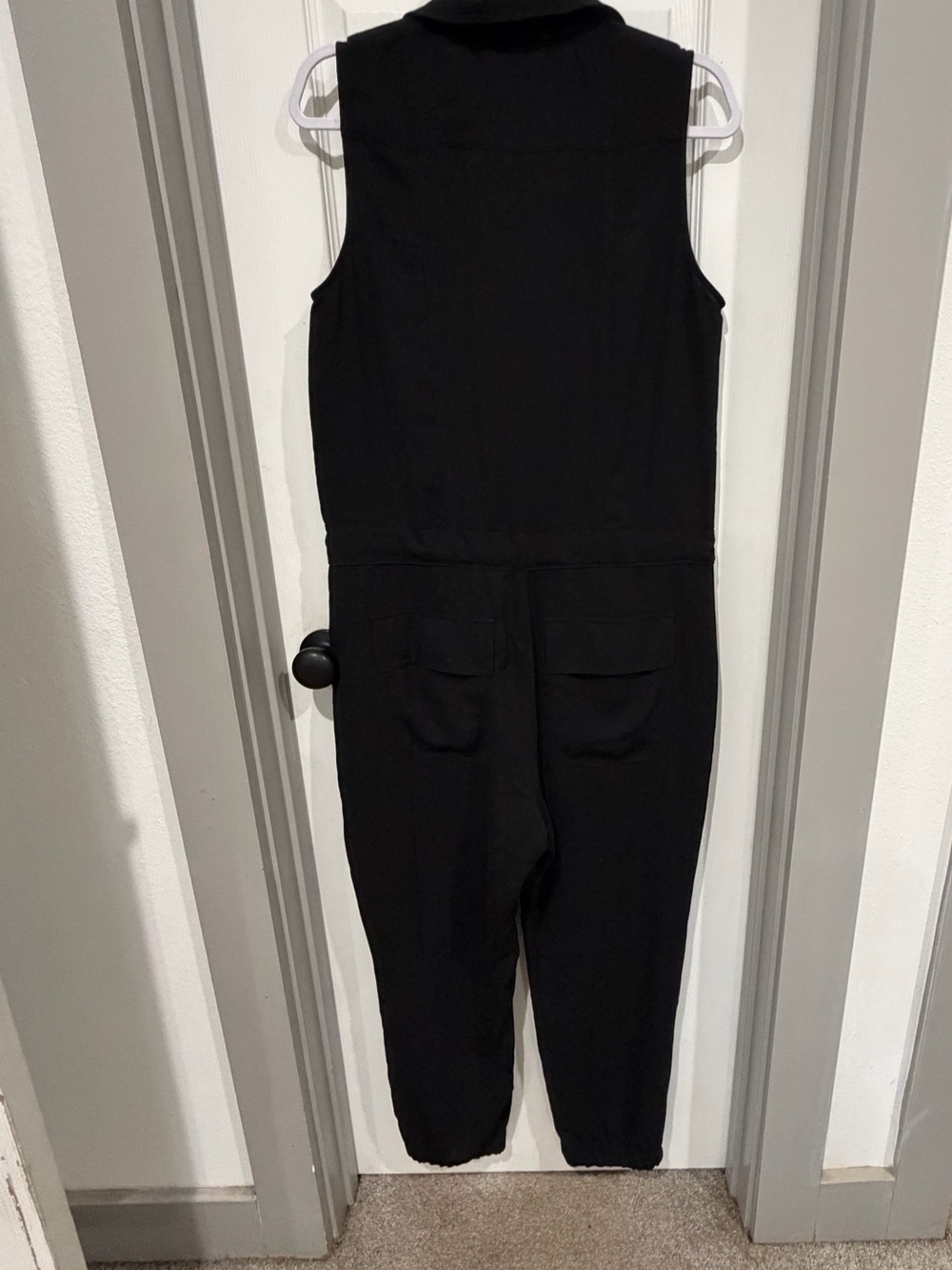 CAbi Black Sleeveless Zip-Front Cargo Jumpsuit - Picture 7 of 8